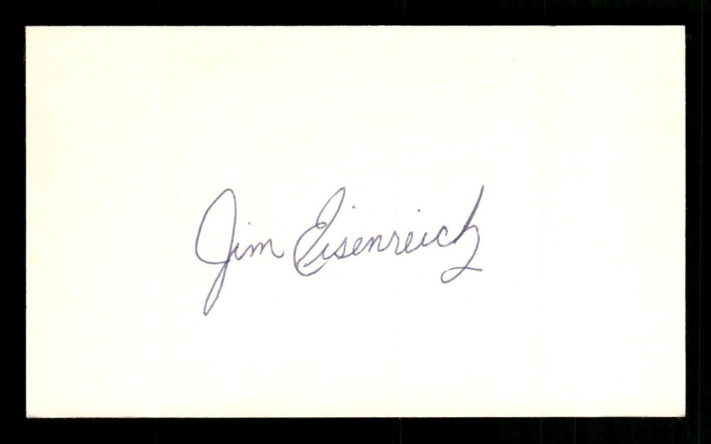 JIM EISENREICH SIGNED 3X5 - PROFESSIONAL BASEBALL PLAYER