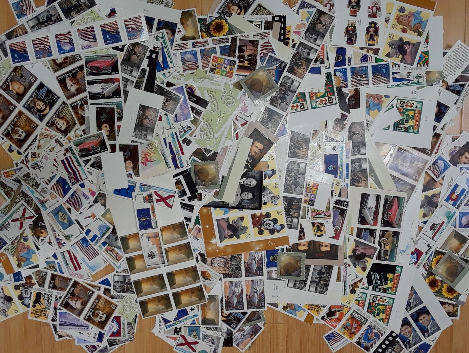 Unused 50 of Multiples & Strips & Singles of 42¢ US Postage Stamps. USA $21.00