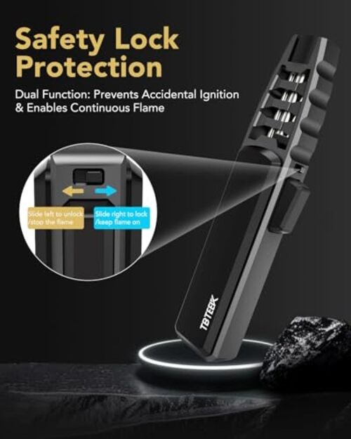 Butane Torch Lighter - Adjustable Jet Flame Lighter, Blow Torch, Black