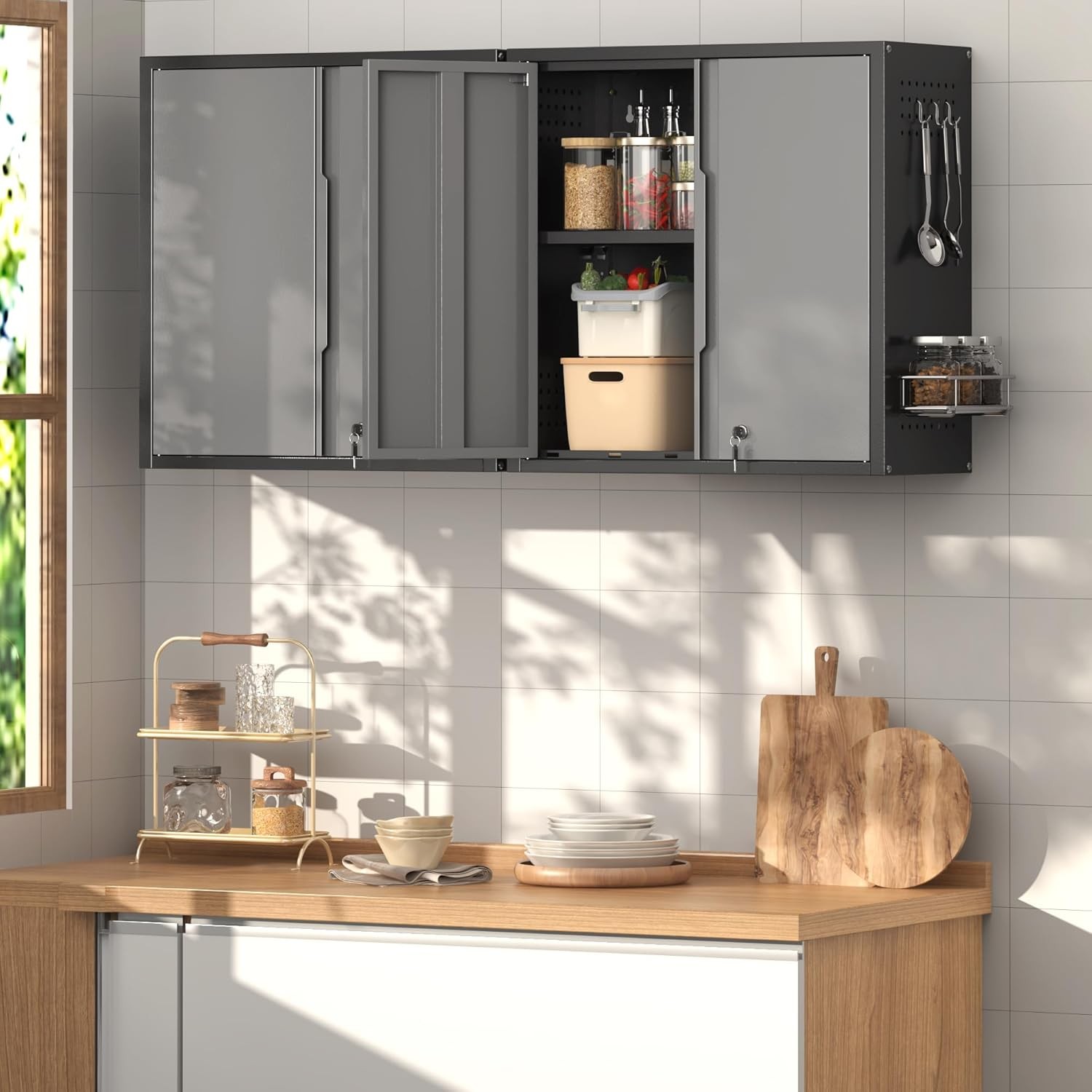 Wall Tool Chest Wall Mounted Tool Box Lockable Tool Storage Cabinet For Garage