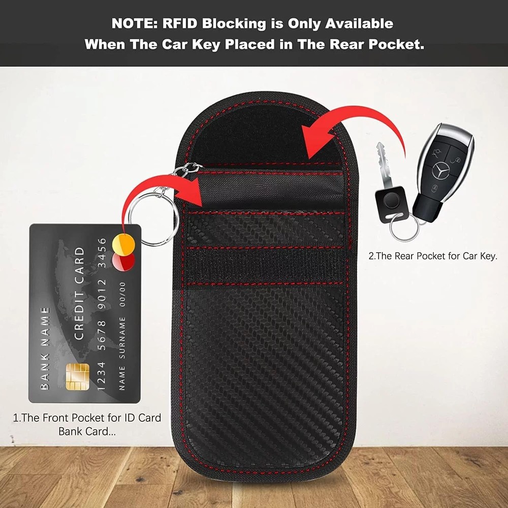 Universal Fit Faraday Signal Blocking Pouch for Keyless Car Entry Security