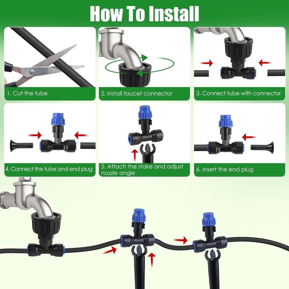 75FT Mist Drip Irrigation System Garden Lawn Flower Automatic Watering System US
