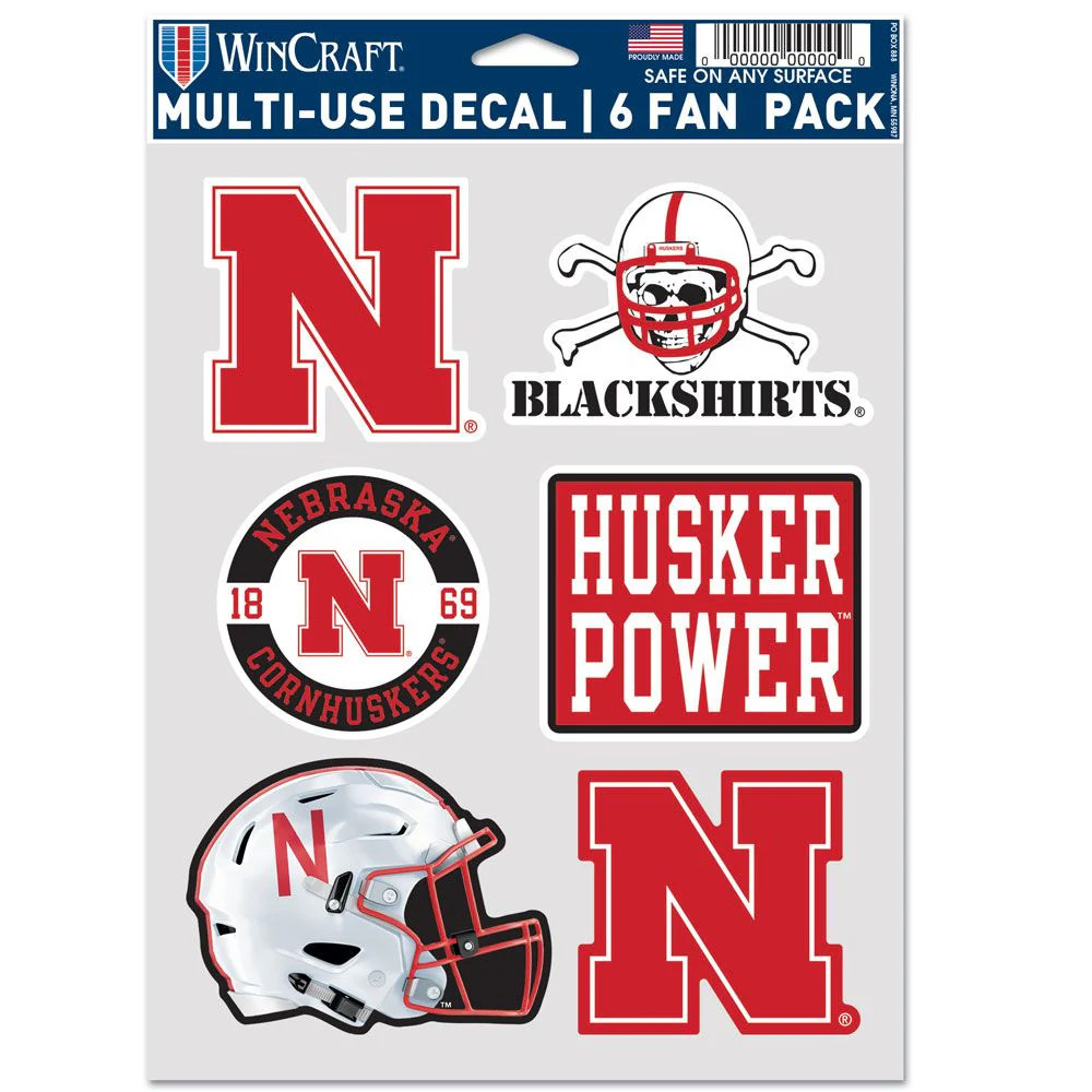 Nebraska Cornhuskers Decal Multi Use Fan 6 Pack