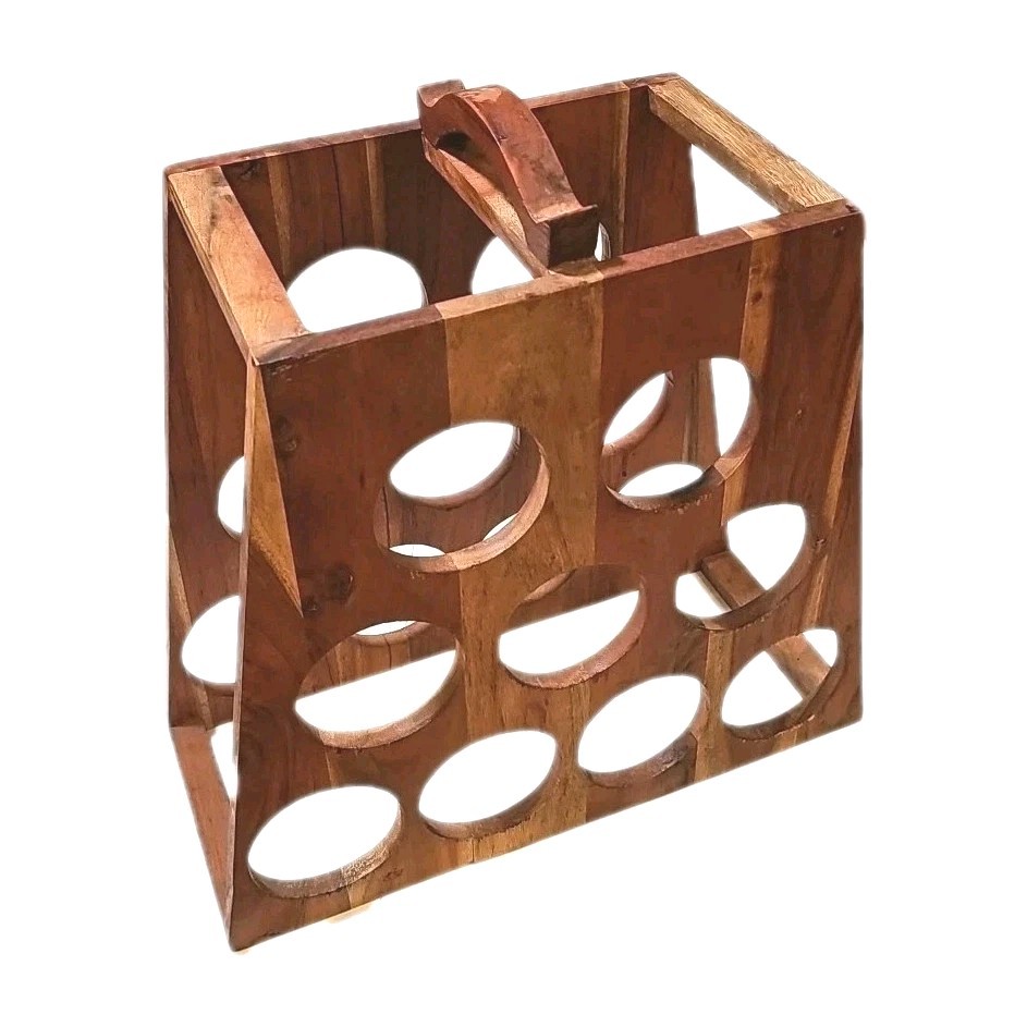 Solid Wood Pyramid Wine Holder - Holds 9 Bottles - Unique Rustic Statement Piece