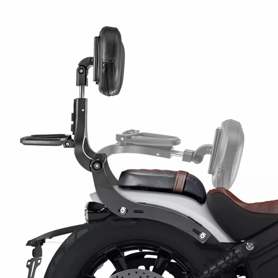 Motorcycle Multifunction Sissy Bar Driver Passenger Adjustable Backrest black
