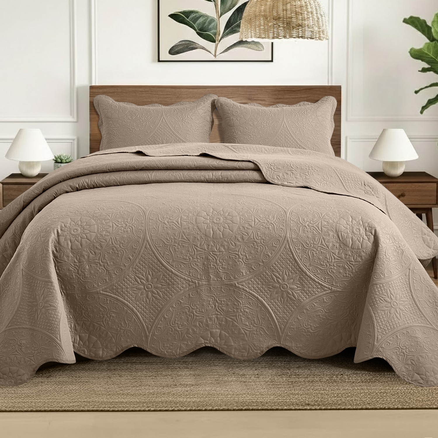 Luxury Bedspread Set 3 Piece Quilted Coverlet Bed Throw Queen King Size Bedding