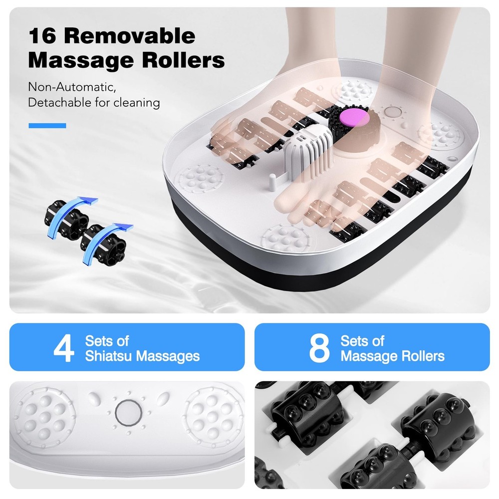 Collapsible Foot Spa Bath with Heat & Remote Control, Bubble Massage, Tempera...
