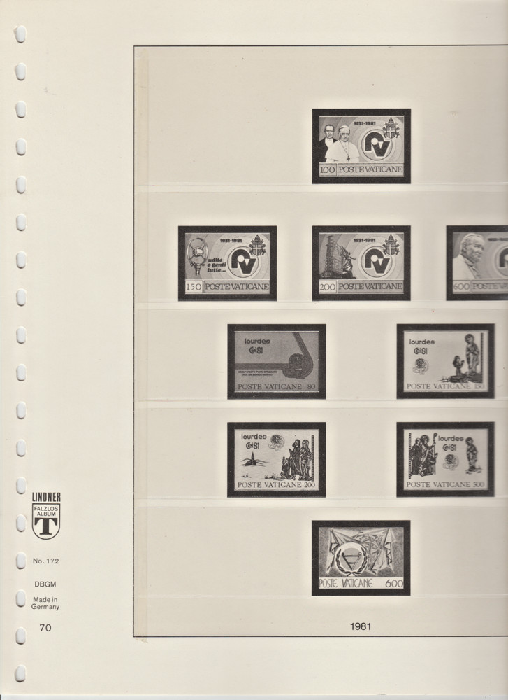 Lindner Vatican City Hingeless Album Pages 1981- 1990