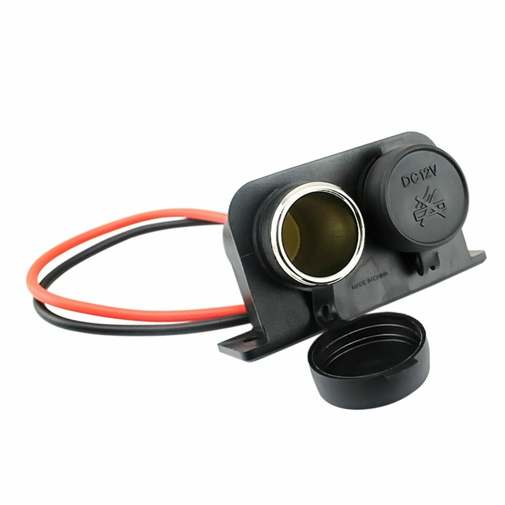 12V Waterproof Power Dual Socket Car Motorcycle Cigarette Lighter Plug