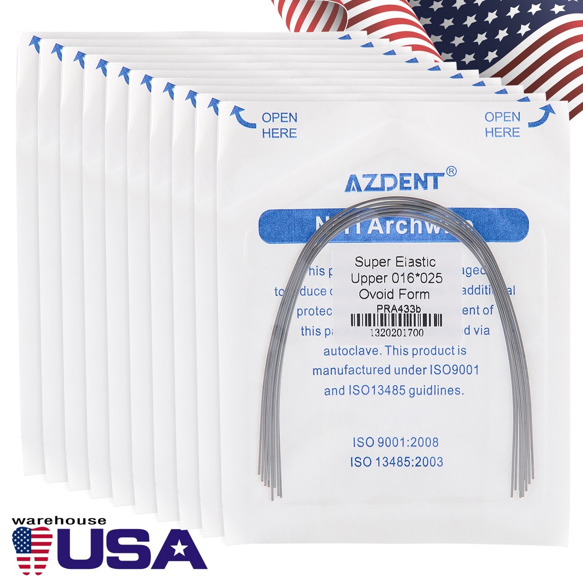 AZDENT Dental Ortho Braces Super Elastic Niti Ovoid Form Rectangular Arch Wires
