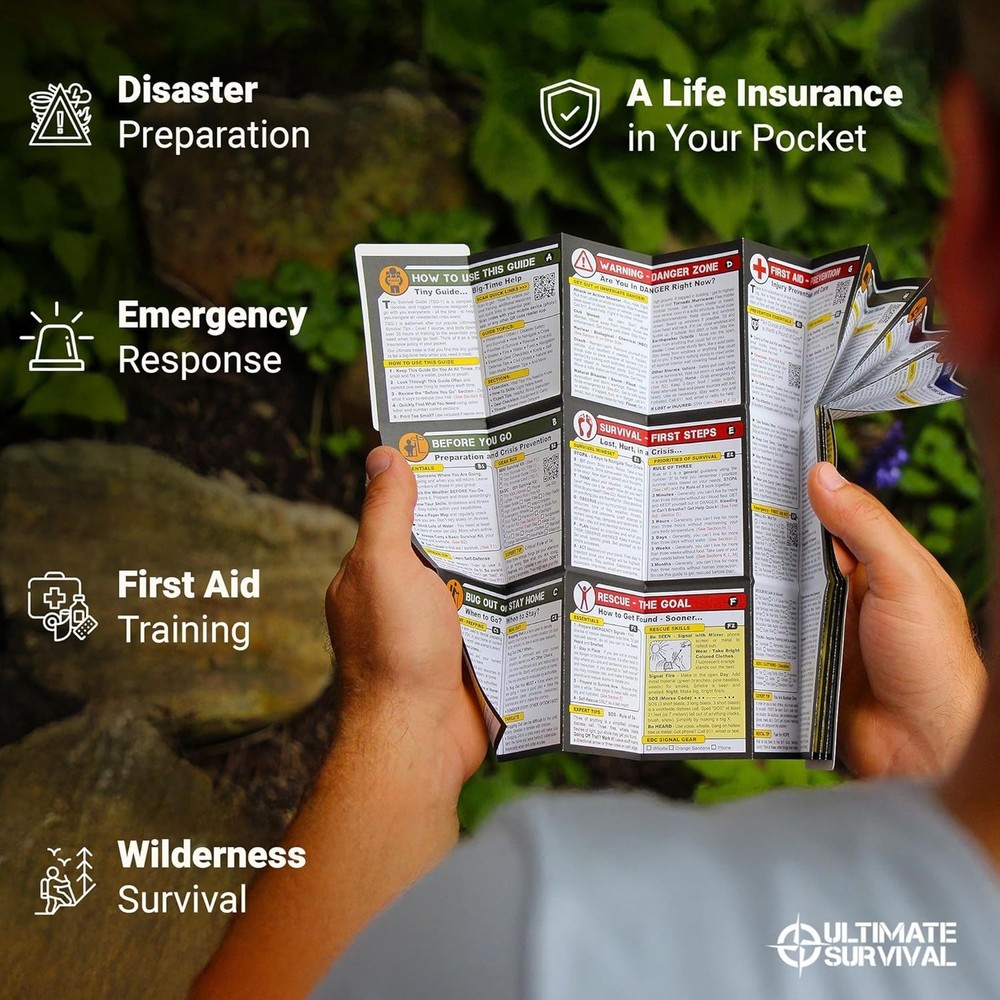 Tiny Survival Guide | Waterproof EDC Pocket Emergency Handbook Bug Out Bag