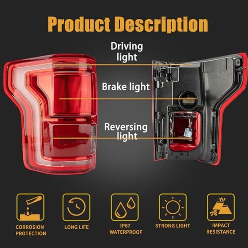 Tail Light Assembly Compatible With 2015-2017 Ford Driver and Passenger Side