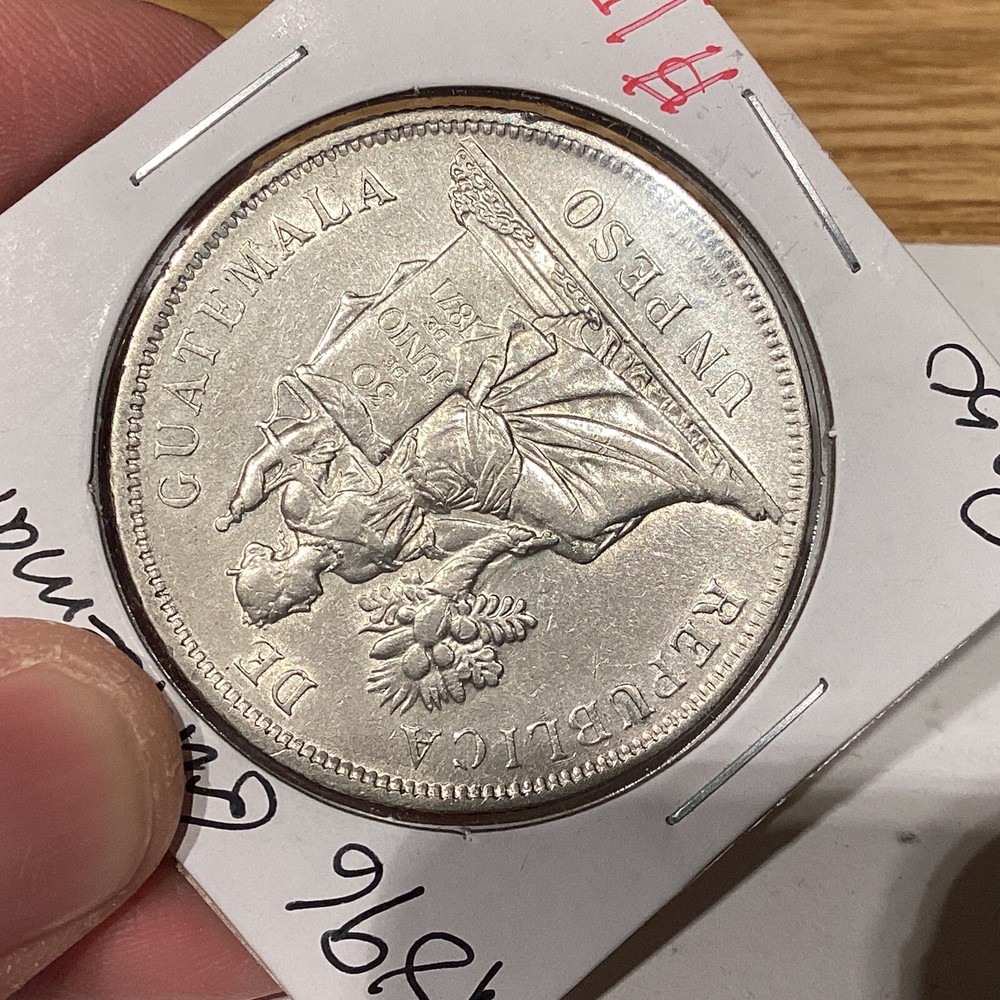 1896 Guatemala Silver Peso AU