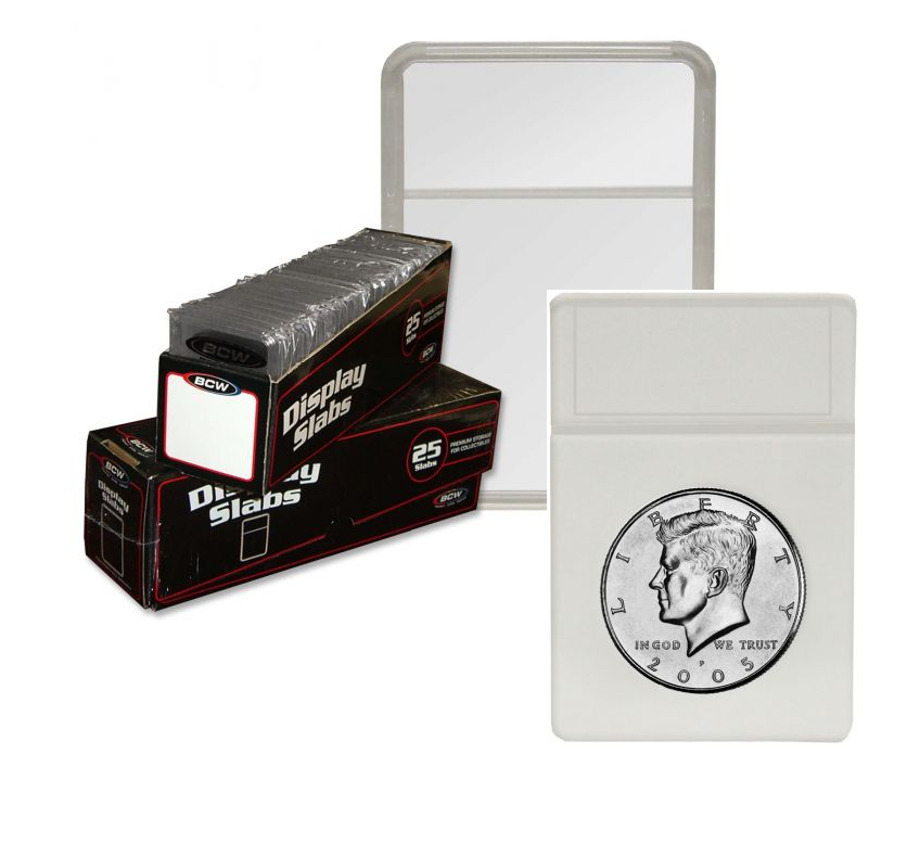 (1) BCW Premium Half Dollar Display Slab Coin Case with White Foam Insert