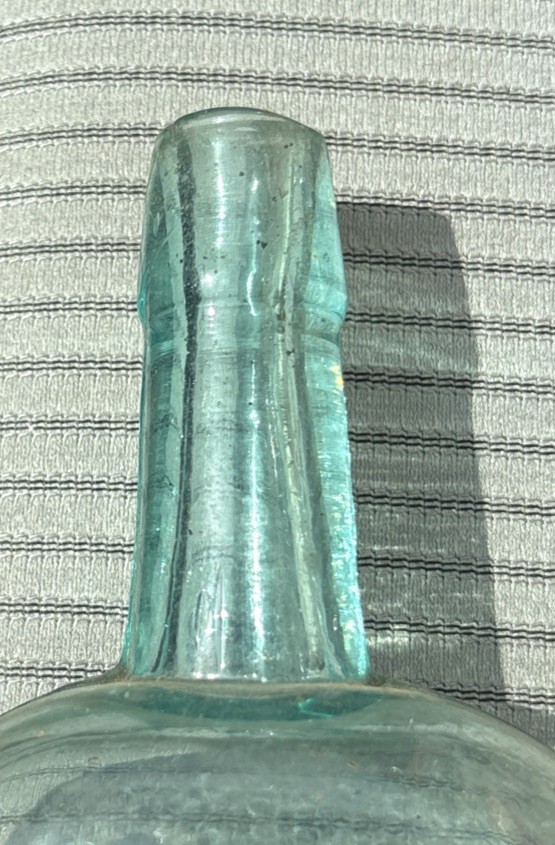 9” Nice Antique Aqua Blue Flask Bottle