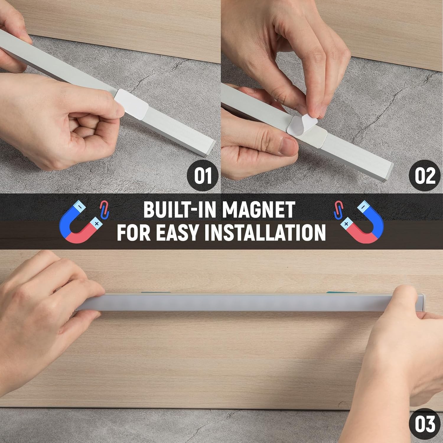 RGB Mood Lighting Bar, Under Cabinet Lights with 8 Colors & Dynamic Modes, Easy