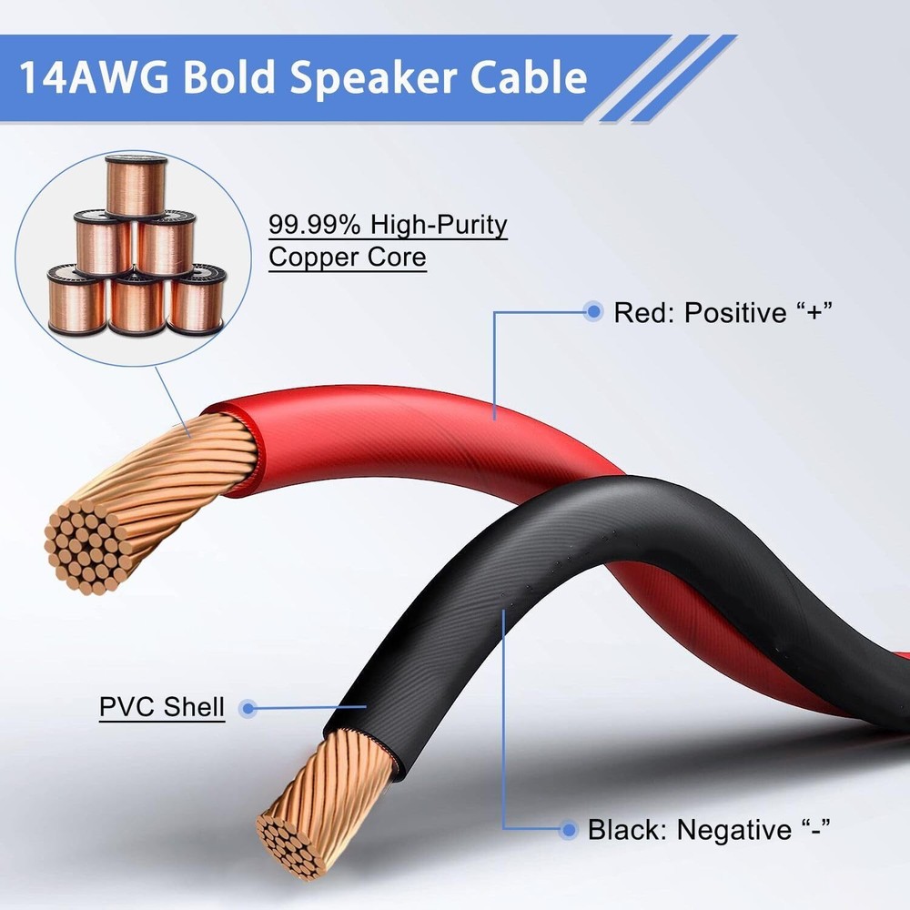 Bukeer 2 Pack Speaker Bare Wire Cables to RCA Plugs 1FT, Black and Red