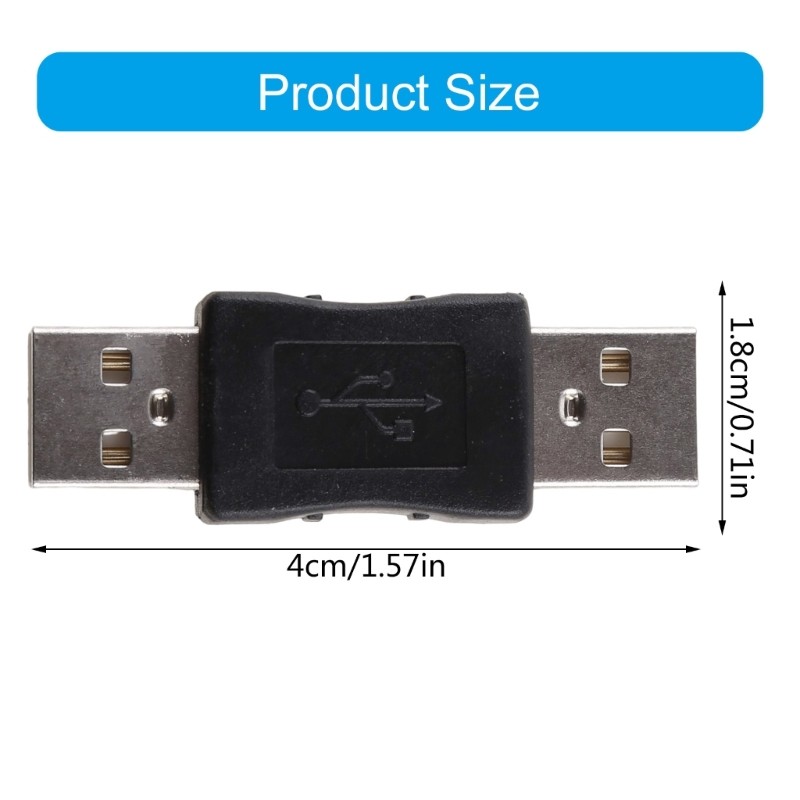 Double USB 2.0 Converter Coupler Extension Extender Connector Black for Computer