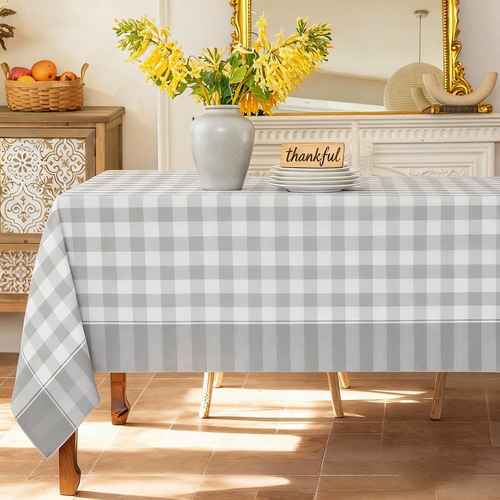Midsummer Breeze Checkered Tablecloth-Country Gingham Table Cloth-Rustic Farmhou