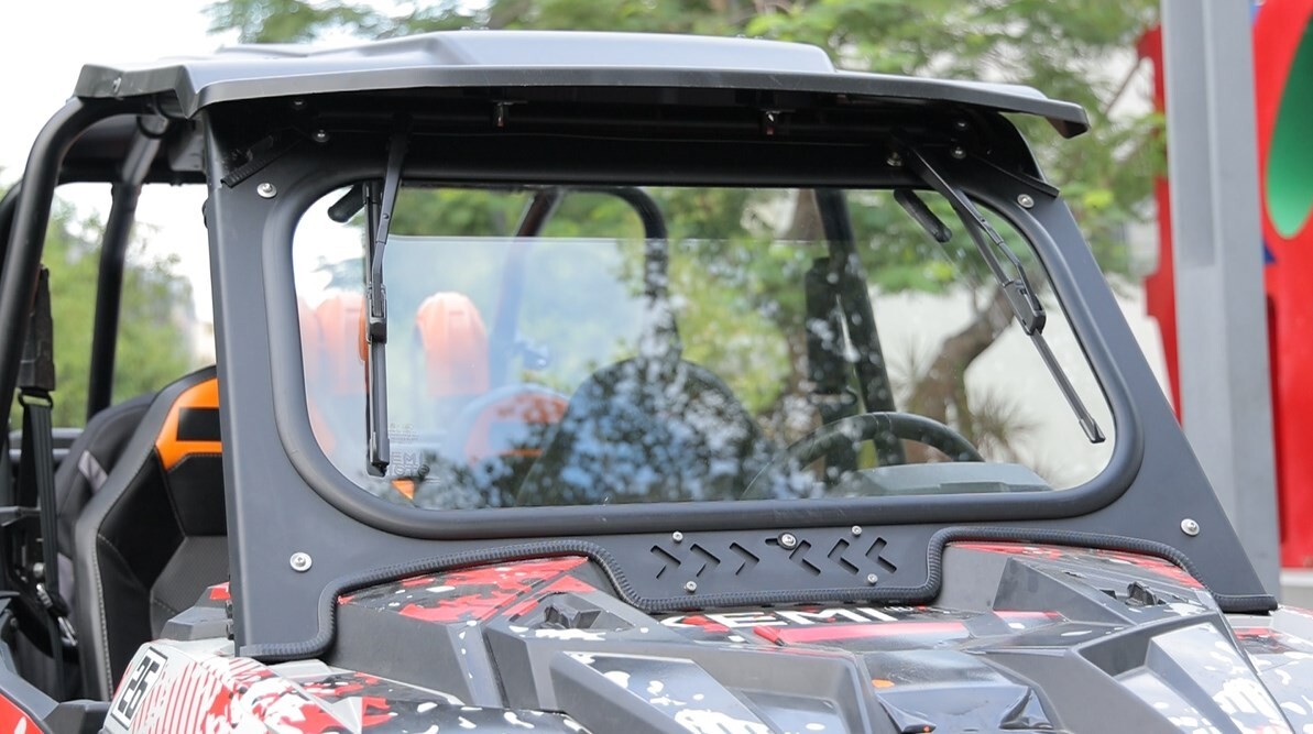 For RZR XP 1000/4 2019-2023 Glass Windshield W/ Sliding Vents+Dual Manual Wipers