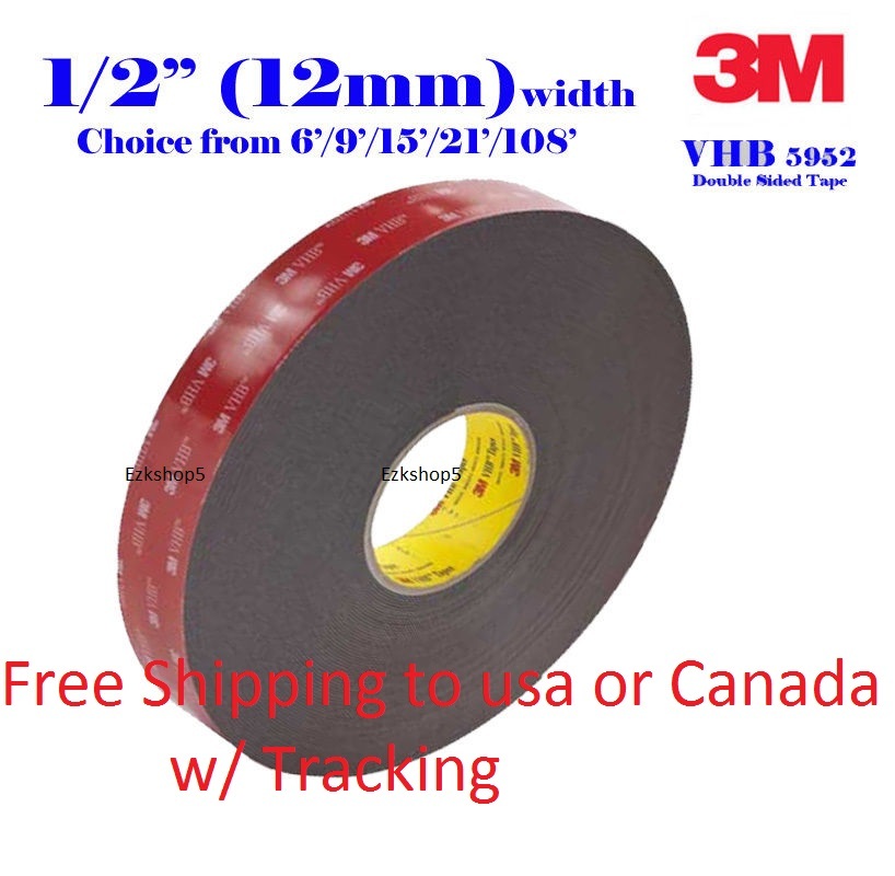 3M 1/2" x 9/15/21/108 VHB Double Sided Foam Adhesive Tape 5952 Gopro Action Can