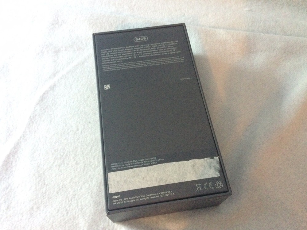IPHONE APPLE BOX **EMPTY** 8 PLUS, SPACE GRAY 64G WITH INSERTS