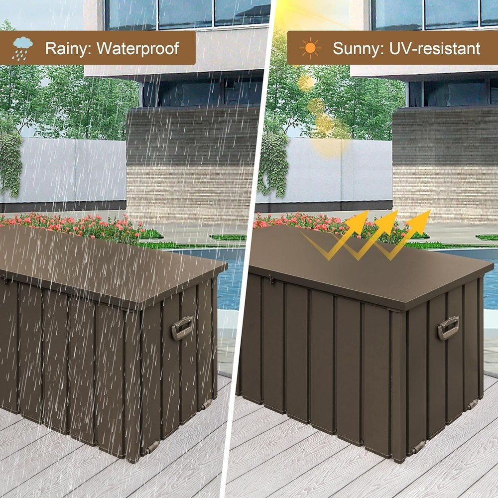 SHPAI 100 Gallon Deck Box, Lockable Storage Container with Galvanized Steel