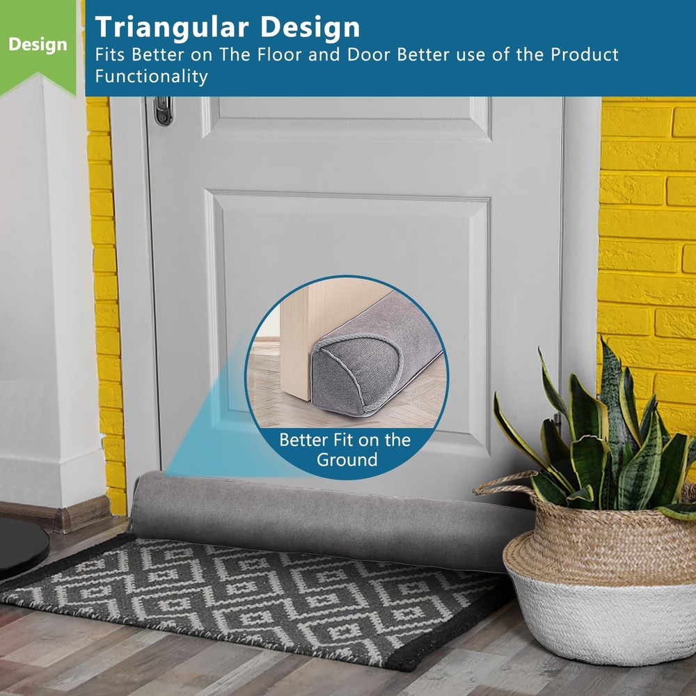 Triangular Under Door Draft Stopper 28 inch Heavy Duty Door Draft Blocker Bot...