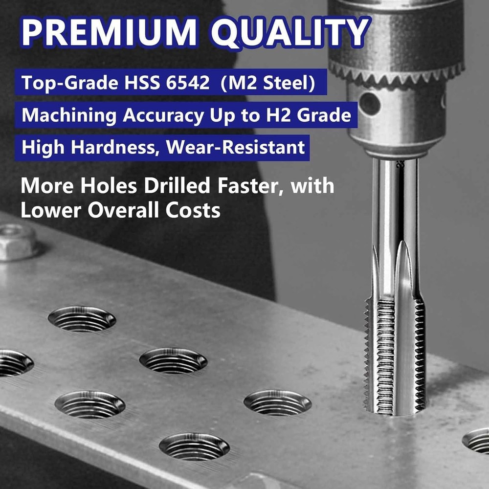 Complete HSS 6542 Left Hand Thread Tap Set – 7pcs for All Machining Needs
