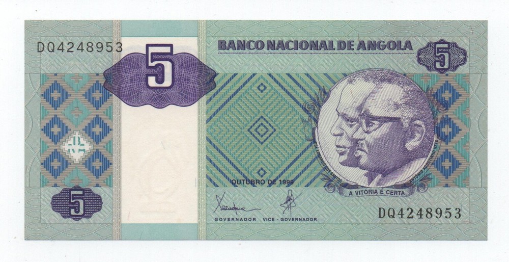 ANGOLA 5 KWANZAS 1999 PICK 144 UNC