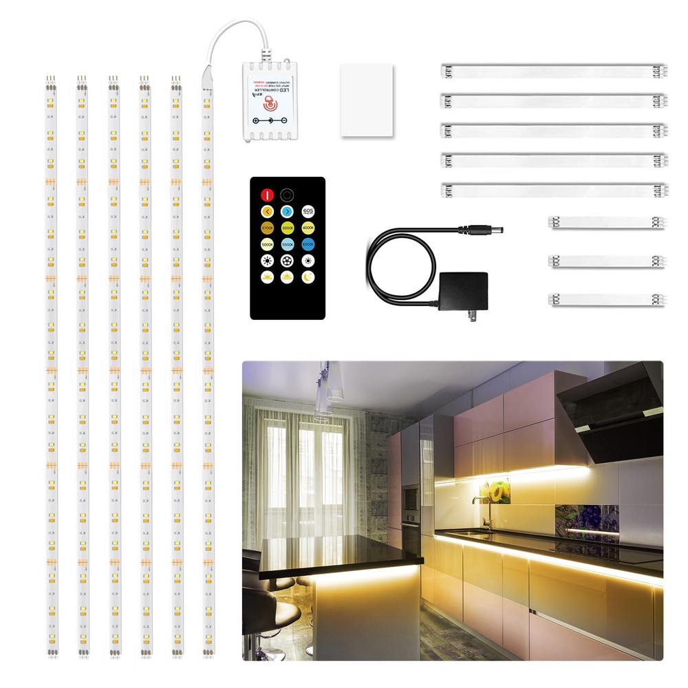Under Cabinet Lights, 6 PCS Under Cabinet Lighting with Remote, Dimmable LED