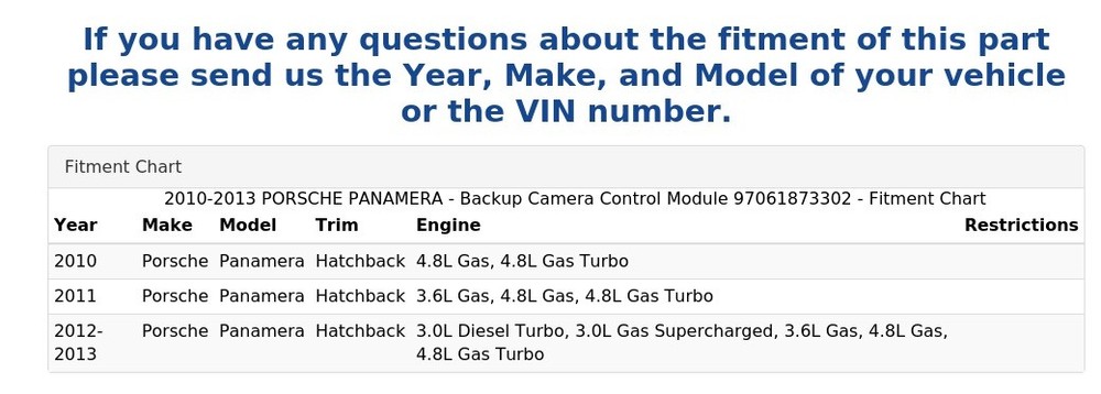 2010-2013 PORSCHE PANAMERA - Backup Camera Control Module 97061873302