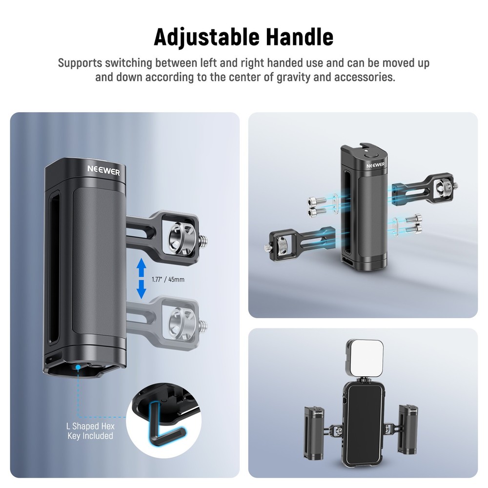 NEEWER Side Handle Grip Wireless Remote Shutter for Smartphone Cage PA005E