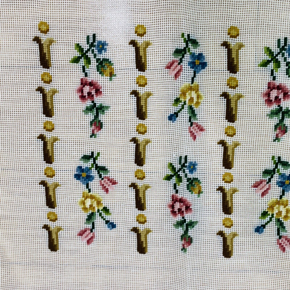 Flowers In A Row Wool Needlepoint Design Completed