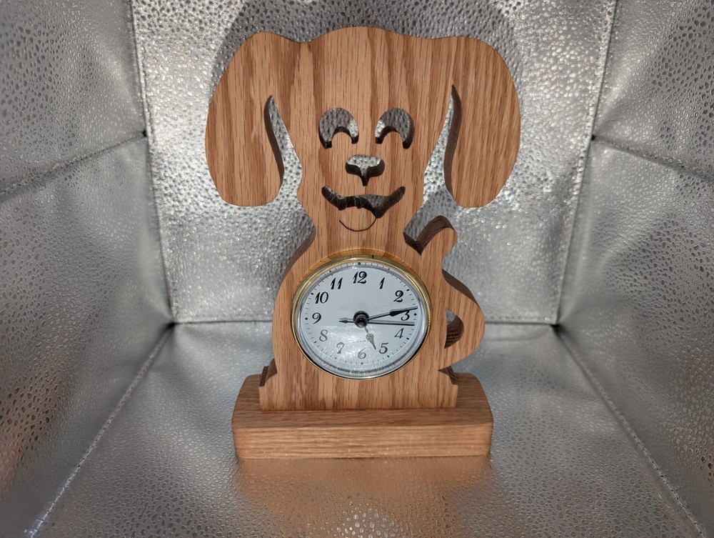 Handmade Scrollsawn Wood Large Dog Clock