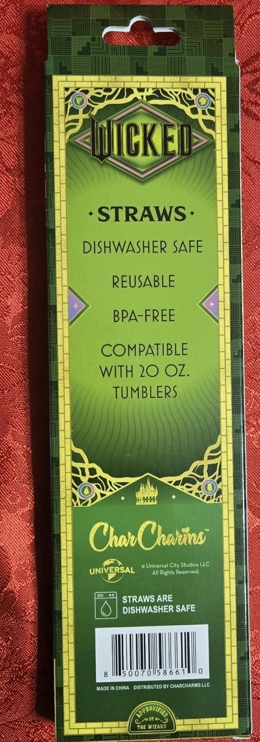 Wicked x Stanley Elphaba 20oz Straws CharCharms 4-Pack Limited Edition New 0Ship