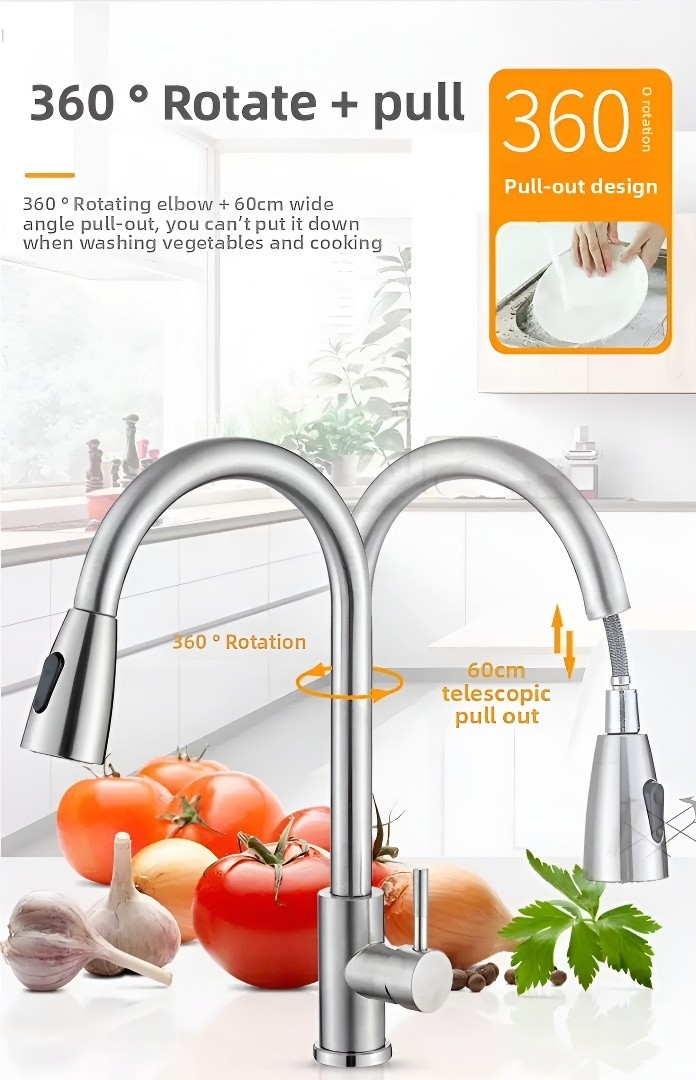 Llave De Agua Para Cocina Con Rociador Extraible Grifos Fregadero Lavamanos