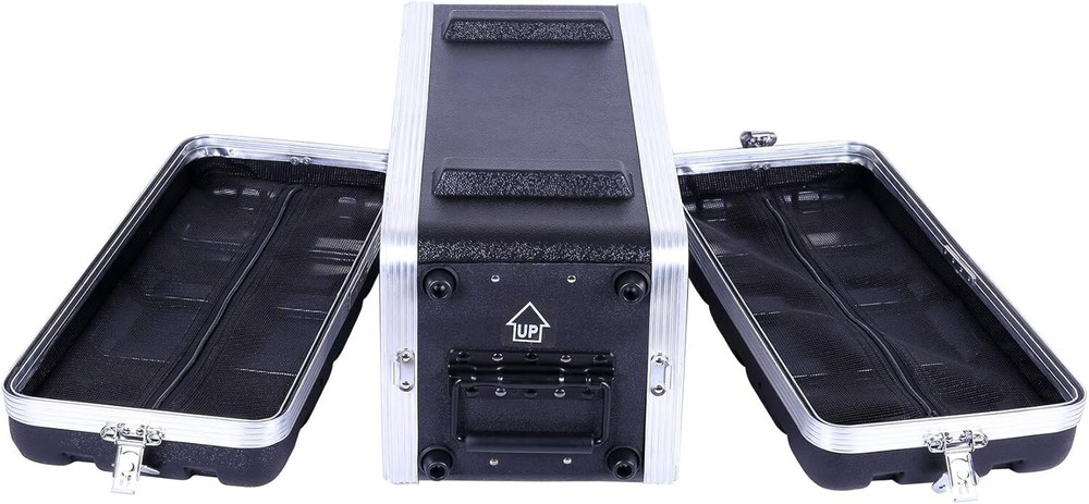 Crossrock Stackable 4U Rack Case, Shallow 14.25” Depth, Polyethylene Hard-Black