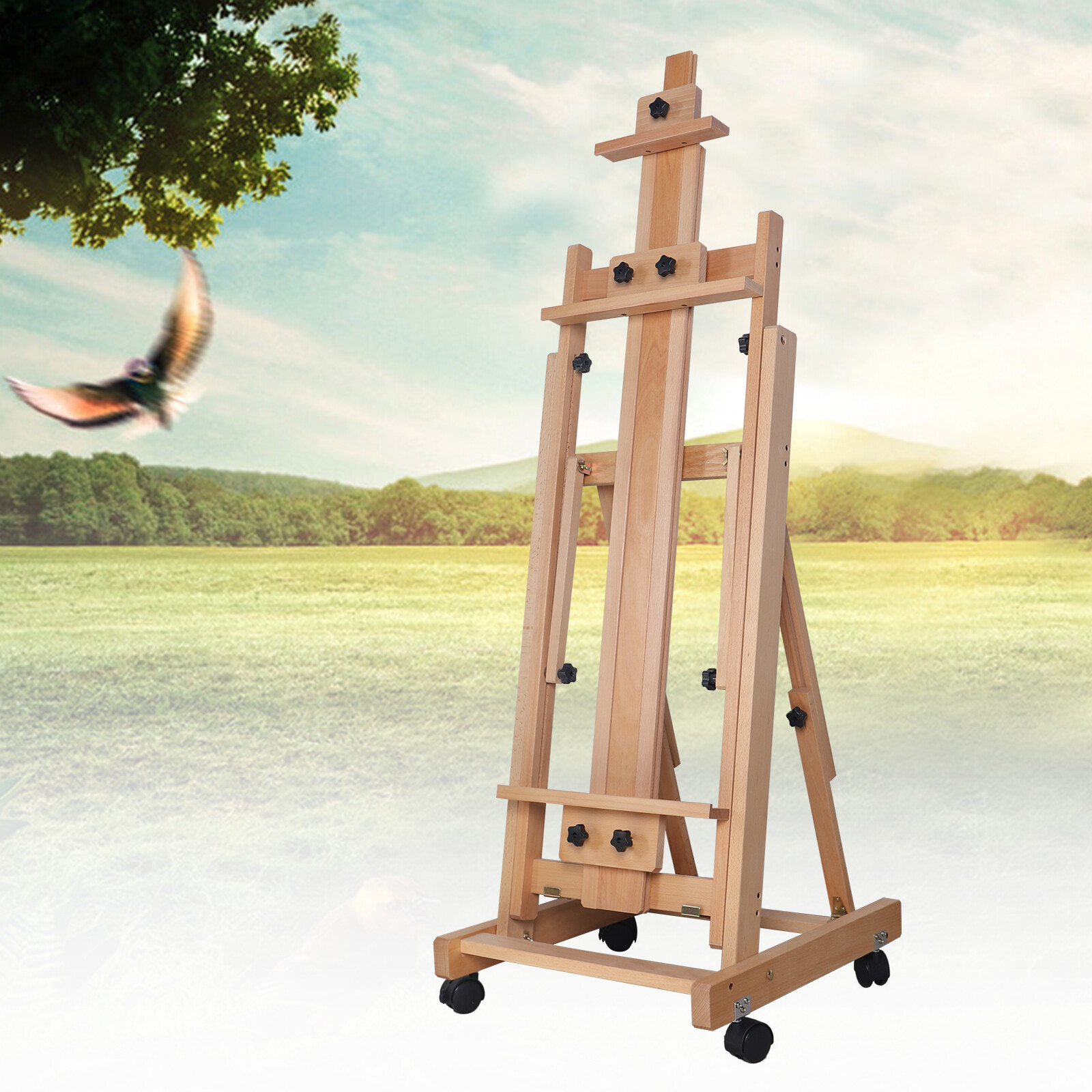 56 to 91" Adjustable Large Movable Artist Studio Easel Wooden Art Stand H-Frame