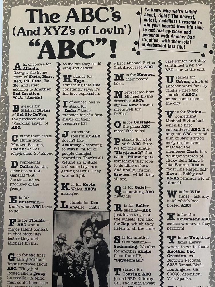 Another Bad Creation, Full Page Vintage Clipping