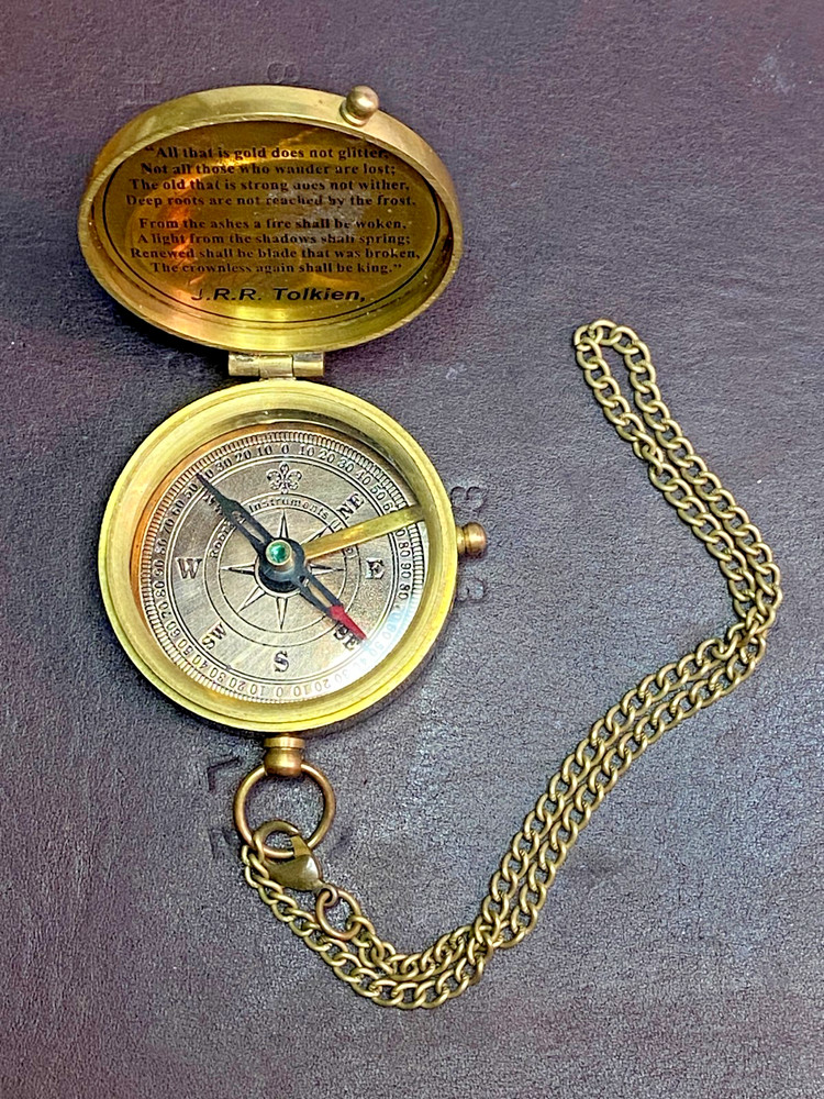 Vintage Brass Compass With Leather Case