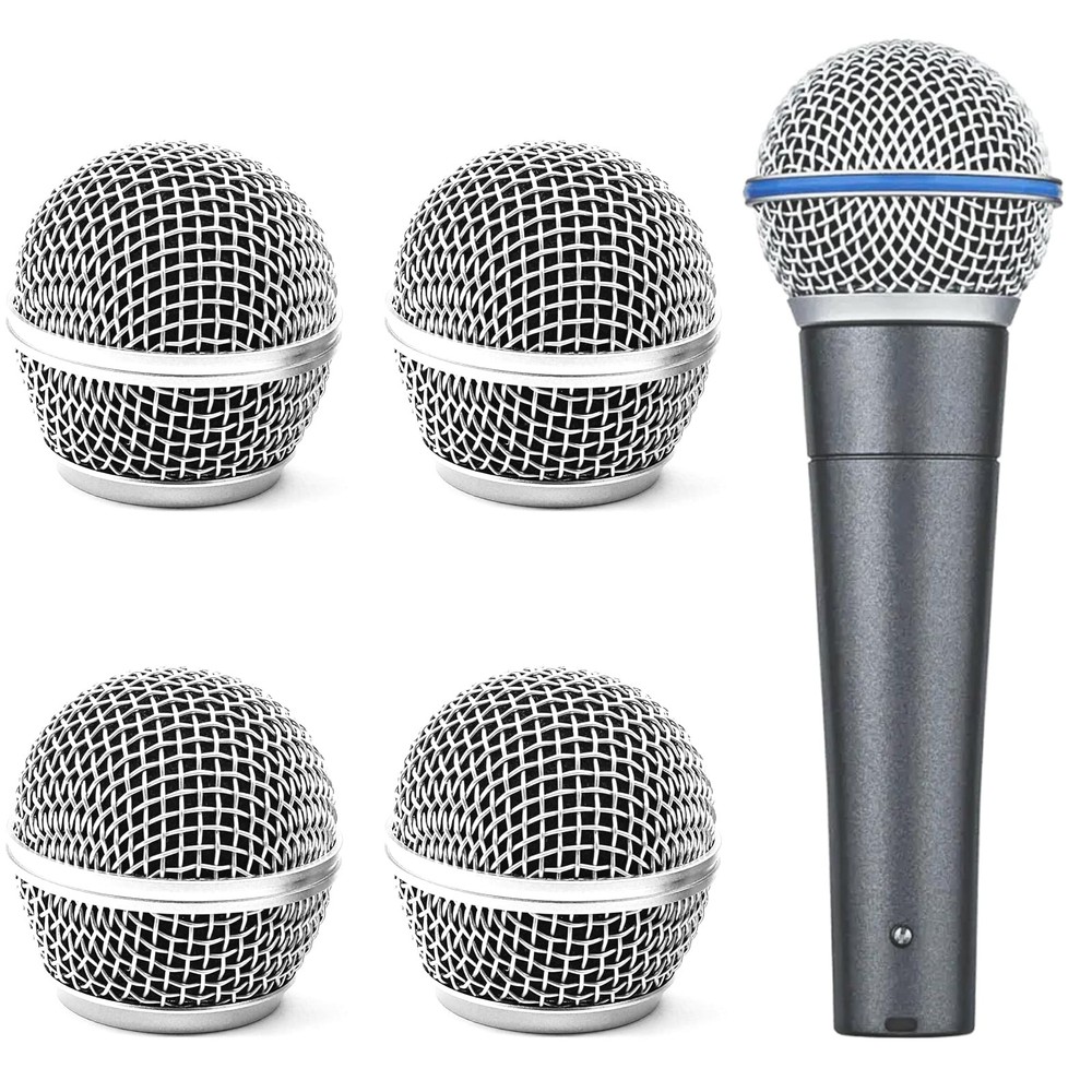 Cionyce 4 Pack SM58 Microphone Head Replacement Standard Size SM58, Silver