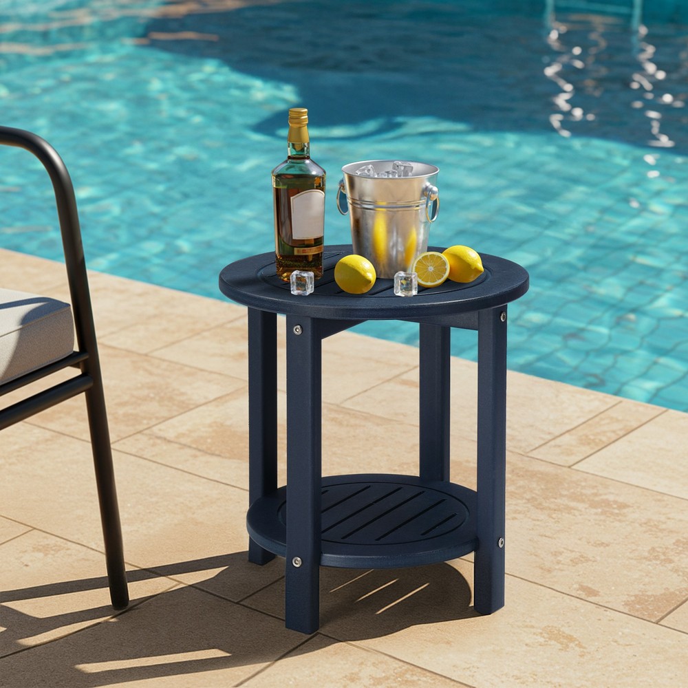 2-Tier Outdoor Side Table, HDPE Adirondack Table Patio Side Table