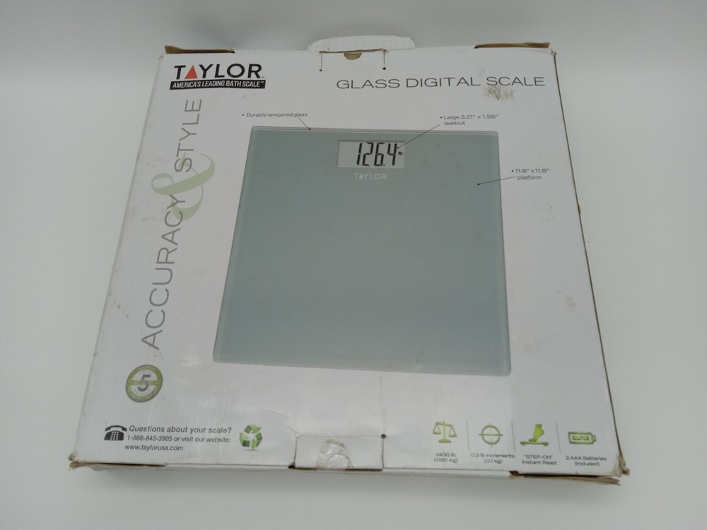 TAYLOR DIGITAL SCALE 400LB Capacity SILVER STRIATED FINISH