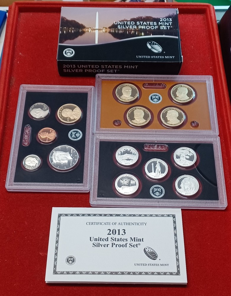 2013 SILVER US Proof 14 Coin Set with Original Packaging & COA COMPLETE
