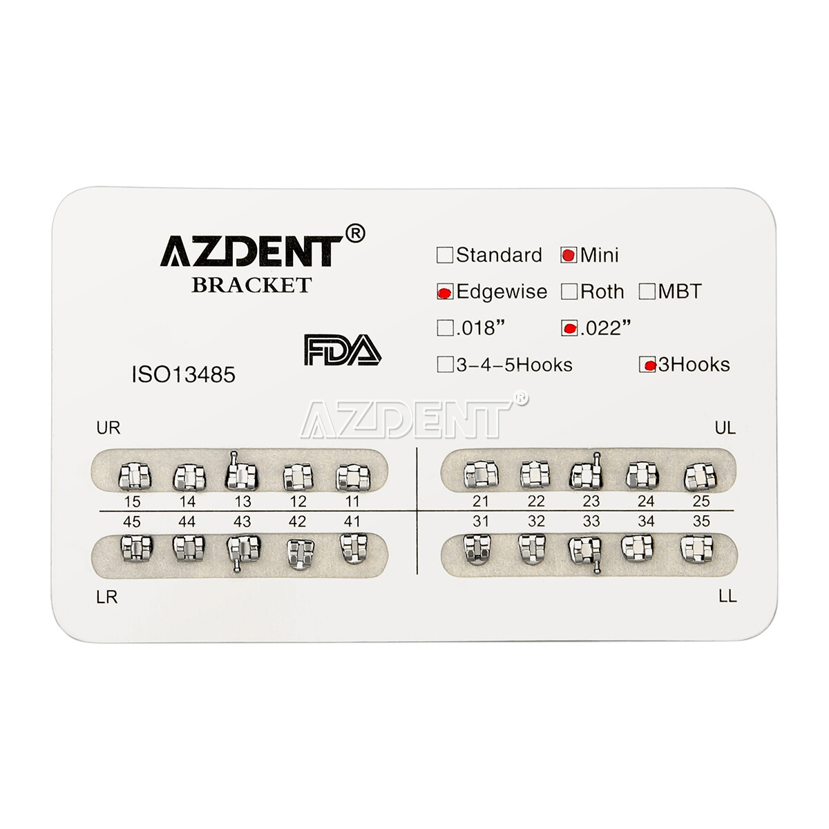 AZDENT Dental Orthodontic Brackets Braces Mini Roth MBT Slot 022/018 Hooks 345