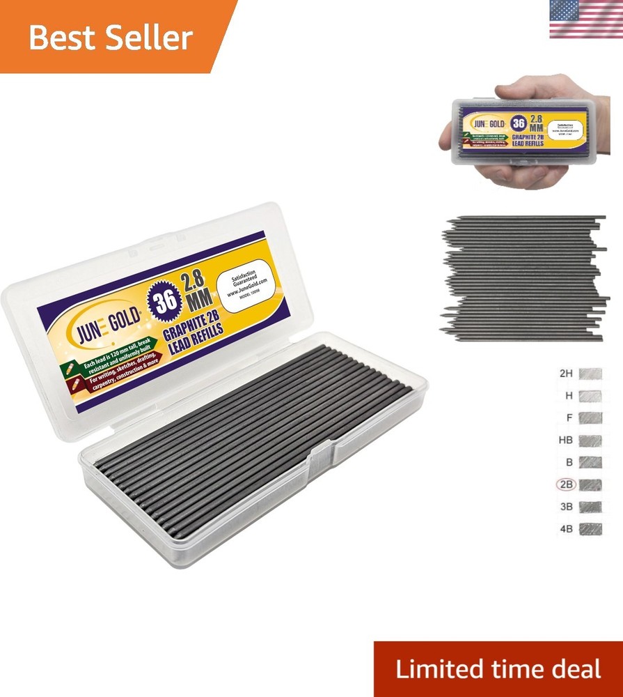120 mm Long  2.8 mm 2B Graphite Lead Refills – Durable & Smooth Writing