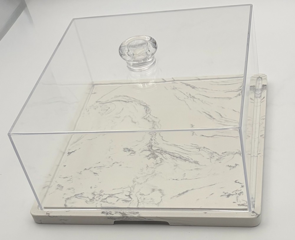 11 Inch Square White Marble Cake Stand