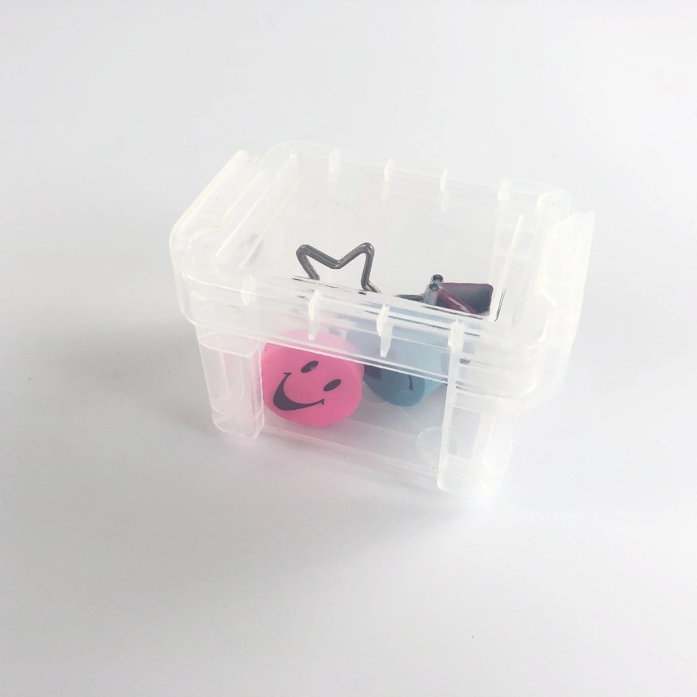 Clear Plastic Pixie Box Storage Container Desktop Organizer Set of 8