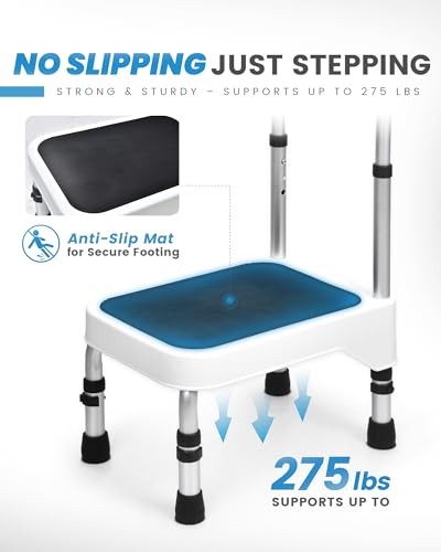 Step Stool with Handle for Elderly, Aluminum Step Stools for Adults, Step